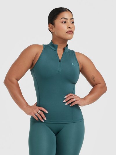 Oneractive Timeless Half Zip Tank | Marine Teal