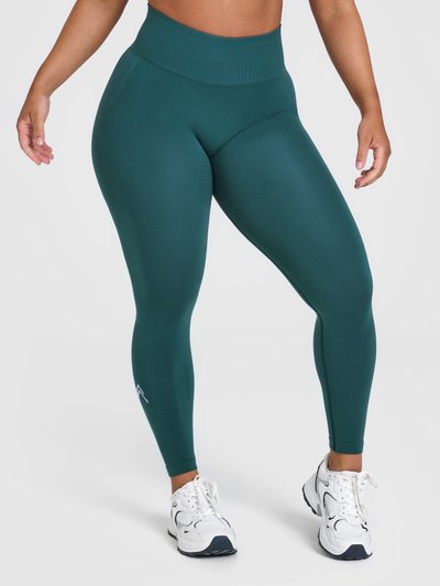 Oneractive EffortlessLift™ Seamless Leggings with White Logo | Marine Teal