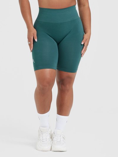 Oneractive EffortlessLift™ Seamless Cycling Shorts with White Logo | Marine Teal