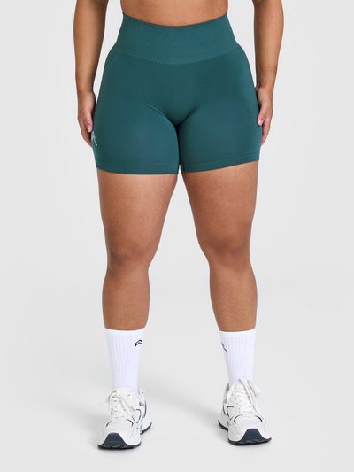 Oneractive EffortlessLift™ Seamless Shorts with White Logo | Marine Teal