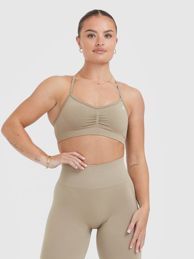 Oneractive EffortlessLift™ Strappy Bralette with White Logo | Washed Sandstone