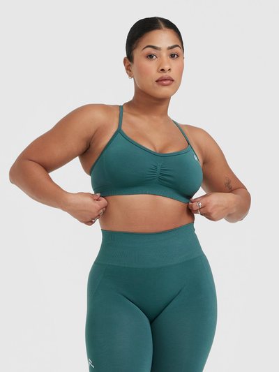 Oneractive EffortlessLift™ Strappy Bralette with White Logo | Marine Teal