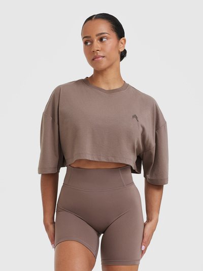 Oneractive Classic Relaxed Crop Lightweight T-Shirt | Cool Brown