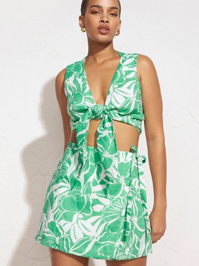 Faithfullthebrand Dalaila Tie Top El Marsa Floral Print Green - Final Sale