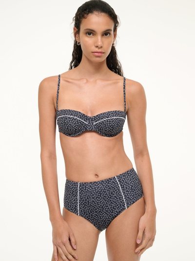 Staud JO BALCONETTE BIKINI TOP | BLACK WOODBLOCK DITSY FLORAL