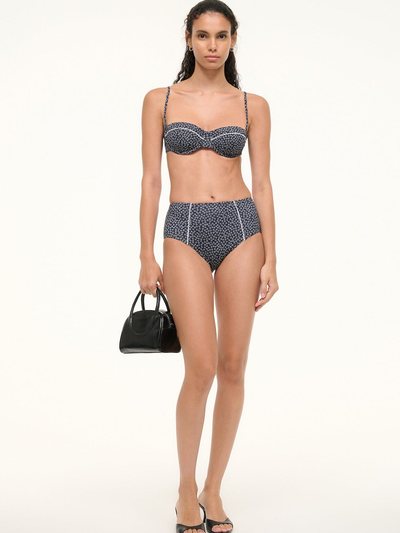Staud BRENTON BIKINI BOTTOM | BLACK WOODBLOCK DITSY FLORAL