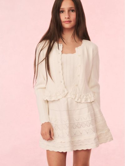 Loveshackfancy Girls Mari Knit Peplum Cardigan