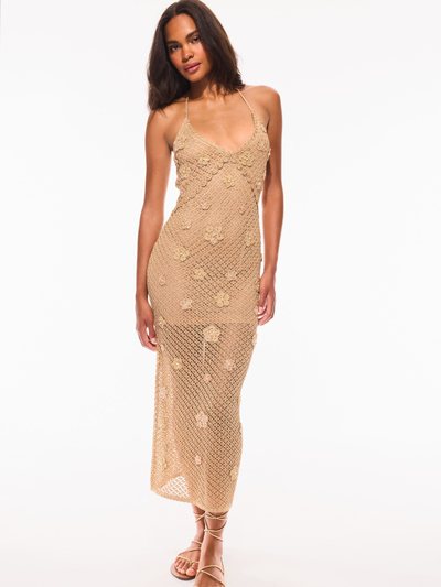 Loveshackfancy Vreya Metallic Crochet Halter Dress