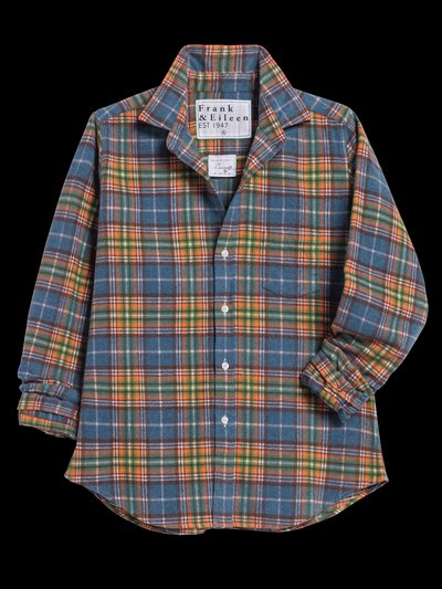 Frankandeileen BARRY Orange and Green with Blue Plaid, Italian Flannel