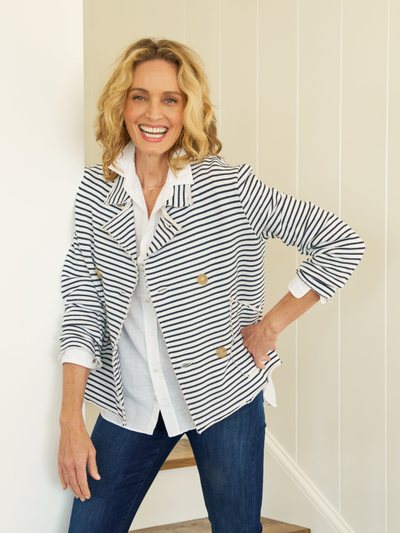 Frankandeileen MINI BELFAST Navy French Stripe, Triple Terry