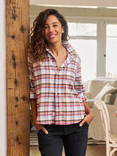 Frankandeileen EILEEN Orange and Blue with Red Check, Flannel