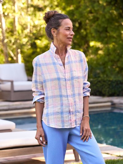 Frankandeileen EILEEN Pink and Sand Blue Plaid, Italian Classic Linen