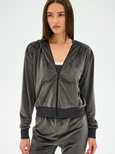 Splits59 Rhys Velour Zip Up Hoodie - Graphite