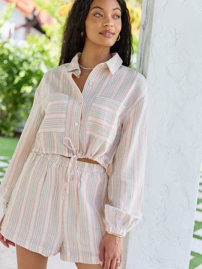 Pinklily Dream Destination Striped Long Sleeve Top and Shorts Set FINAL SALE
