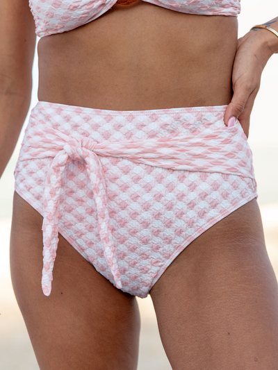 Pinklily Golden Isle Pink Textured Tie Detail Bikini Bottom SALE