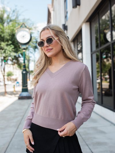 Pinklily Let's Be Honest Mocha V-Neck Sweater FINAL SALE
