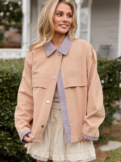 Pinklily Aubrie Camel Brown Canvas Jacket FINAL SALE