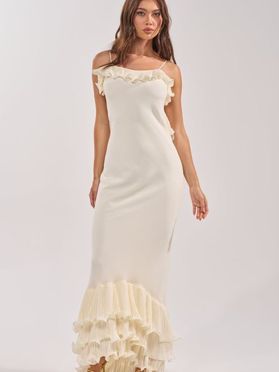 Shopakira LOVE ME OR LOSE ME RUFFLE MAXI DRESS IN IVORY