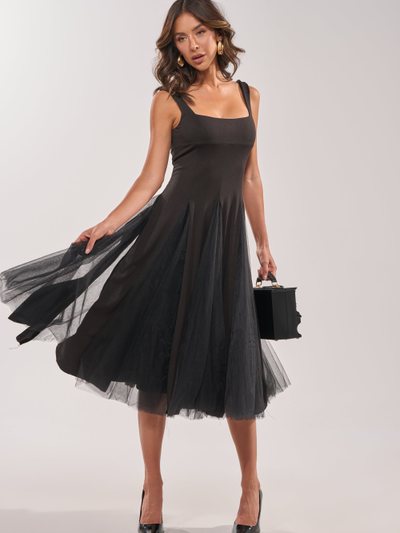 Shopakira KNOW YOUR WORTH TULLE MIDI DRESS IN BLACK
