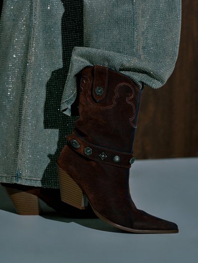 Shopakira AZALEA WANG NEITH BURNT ORANGE DENIM WESTERN BOOTIE