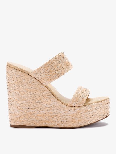 Larroude Pamela Wedge In Natural Raffia