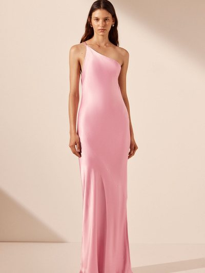 Shonajoy LA LUNE ONE SHOULDER COWL BACK MAXI DRESS - PEONY
