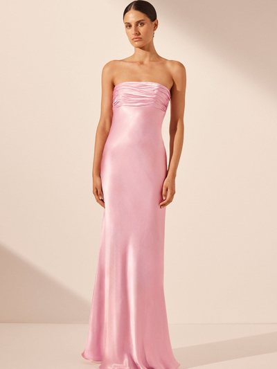 Shonajoy LA LUNE STRAPLESS RUCHED BODICE MAXI DRESS - PEONY