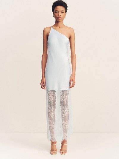 Shonajoy LABYRINTH LACE ONE SHOULDER COWL MAXI DRESS - PALE BLUE