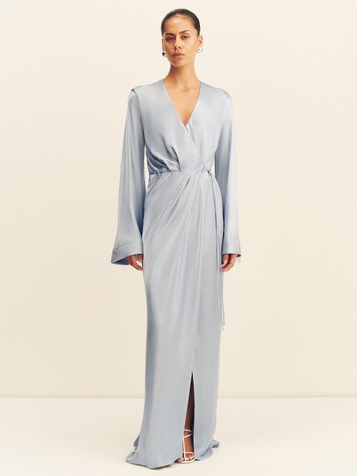 Shonajoy LA LUNE LONG SLEEVE WRAP MAXI DRESS - POWDER BLUE