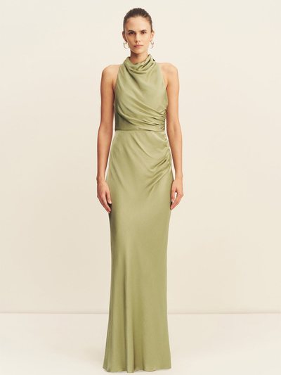 Shonajoy LA LUNE HIGH NECK GATHERED MAXI DRESS - FERN