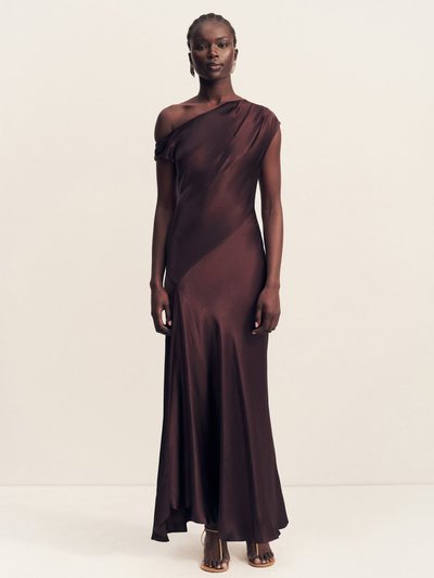 Shonajoy LA LUNE ASYMMETRICAL DRAPED MAXI DRESS - ESPRESSO
