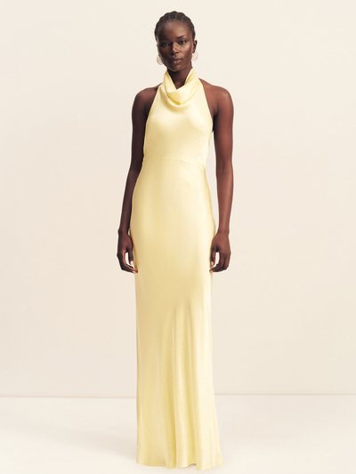 Shonajoy LA LUNE HIGH COWL OPEN BACK MAXI DRESS - LEMON