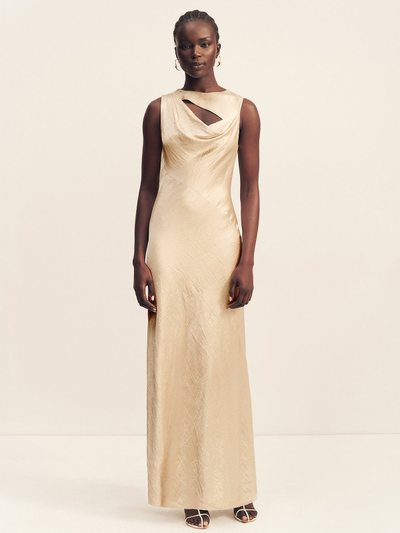Shonajoy ANDIE CRUSHED SLEEVELESS COWL MAXI DRESS - CHAMPAGNE