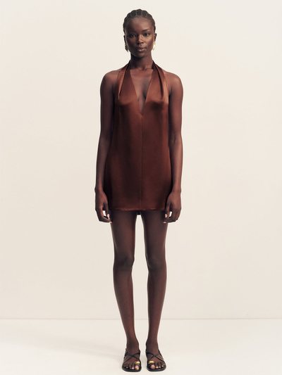 Shonajoy SAVANNA HALTER NECK MINI DRESS - COFFEE