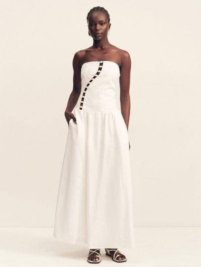 Shonajoy EFFIE LINEN BLEND MAXI DRESS WITH BEAD- IVORY