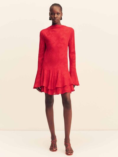 Shonajoy BOWERY LONG SLEEVE RUFFLE MINI DRESS - CHERRY