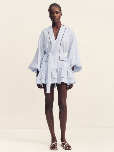 Shonajoy TOMMY LINEN BALLOON SLEEVE MINI DRESS - SKY