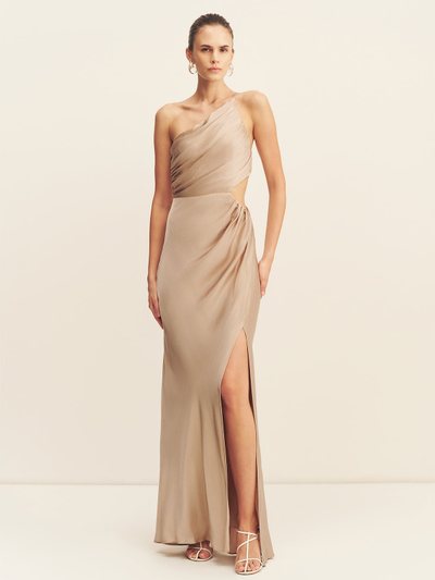 Shonajoy LA LUNE ASYMMETRICAL GATHERED MAXI DRESS - GOLD