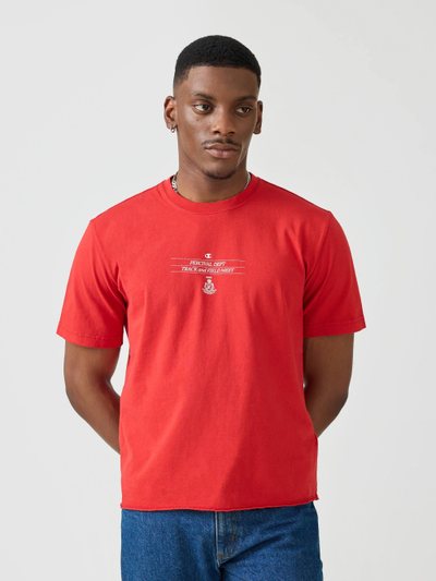 Percivalclo Track and Field Raw Hem T Shirt | Champion x Percival | Red