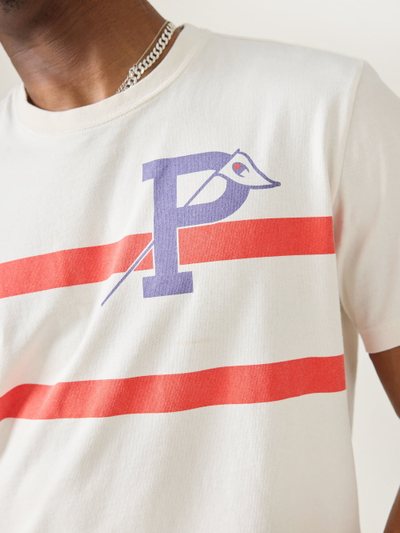 Percivalclo Flag Stripe Raw Hem T Shirt | Champion x Percival | Cream