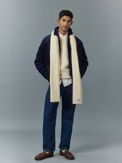 Percivalclo Melville Cable Knited Scarf | Wool | Cream