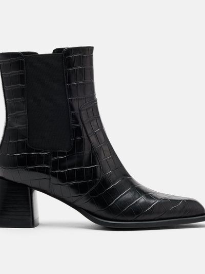 Marcnolan Harper Black Croc Leather Square Toe Chelsea Boots