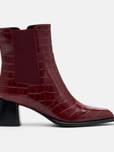 Marcnolan Harper Burgundy Croc Leather Square Toe Chelsea Boots