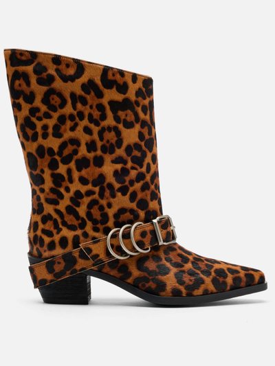 Marcnolan Donna Leopard Pony Hair Moto Ankle Boots